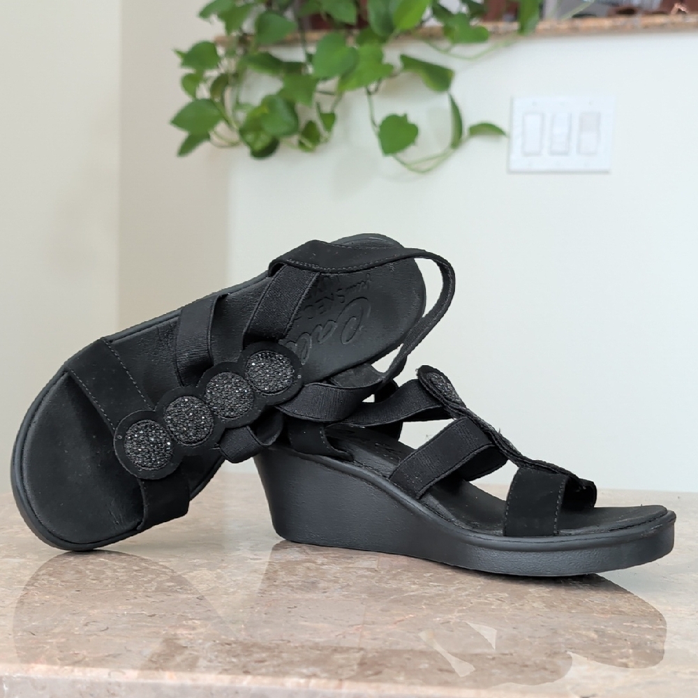 Black Wedge Sandals